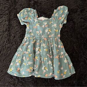 CAT & JACK green floral print short sleeve dress size 3T girls toddler kids